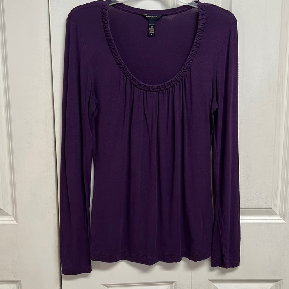Banana Republic Dark Purple Modal Stretch Long Sleeve Top Size M
